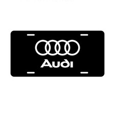 Glossy Black Audi License Plate 6x12 Inch Metal Auto Decor Gift For Fans