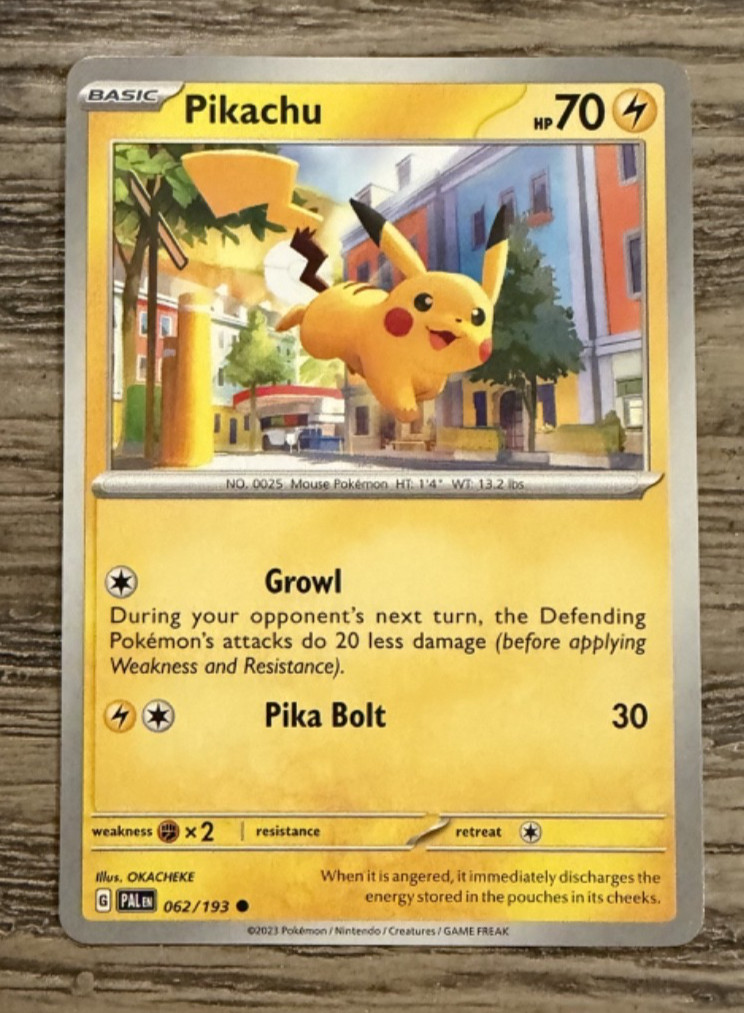 Pikachu 62/193 Pokemon Card Paldea Evolved Common