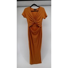 Lulu's Twist Orange Cutout Midi Dress Size L Women's 