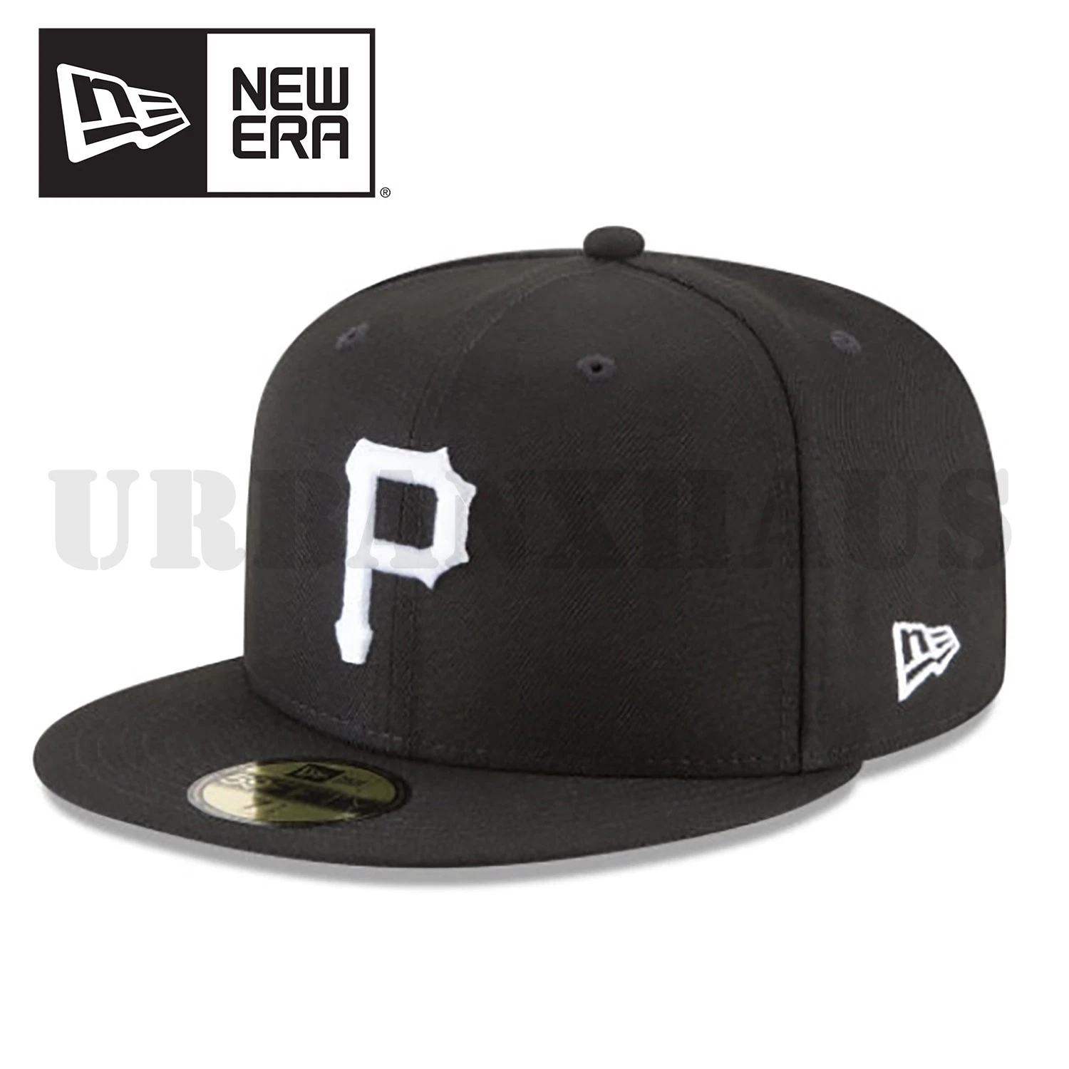 Genuine Pittsburgh Pirates New Era 59FIFTY Fitted Hat Black White P Logo Cap