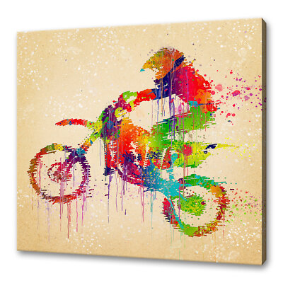 Dirt Bike Aquarell Leinwand Kunstdruck Bild Wandbehang Handarbeit Wohndeko