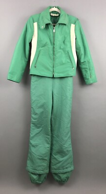 VTG Bogner Antigliss 2PC Ski Snow Bib & Jacket WOMENS SZ 12 R Green WEST GERMANY