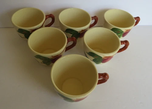Set of 6 ~ Franciscan ~ Apple Pattern Coffee Cups ~ Made in USA