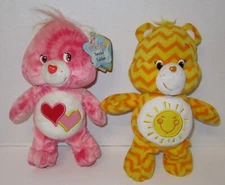 Care Bears Special Edition 8" Tie Dye Love A Lot Funshine Chevron Striped 2 Pc