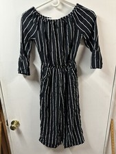 Abercrombie Kids Girls Black White Striped Romper, 9/10