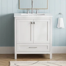 30" Bathroom Vanity w/ Sink, Drawer, Freestanding Bath Vanity Storage Cabinet