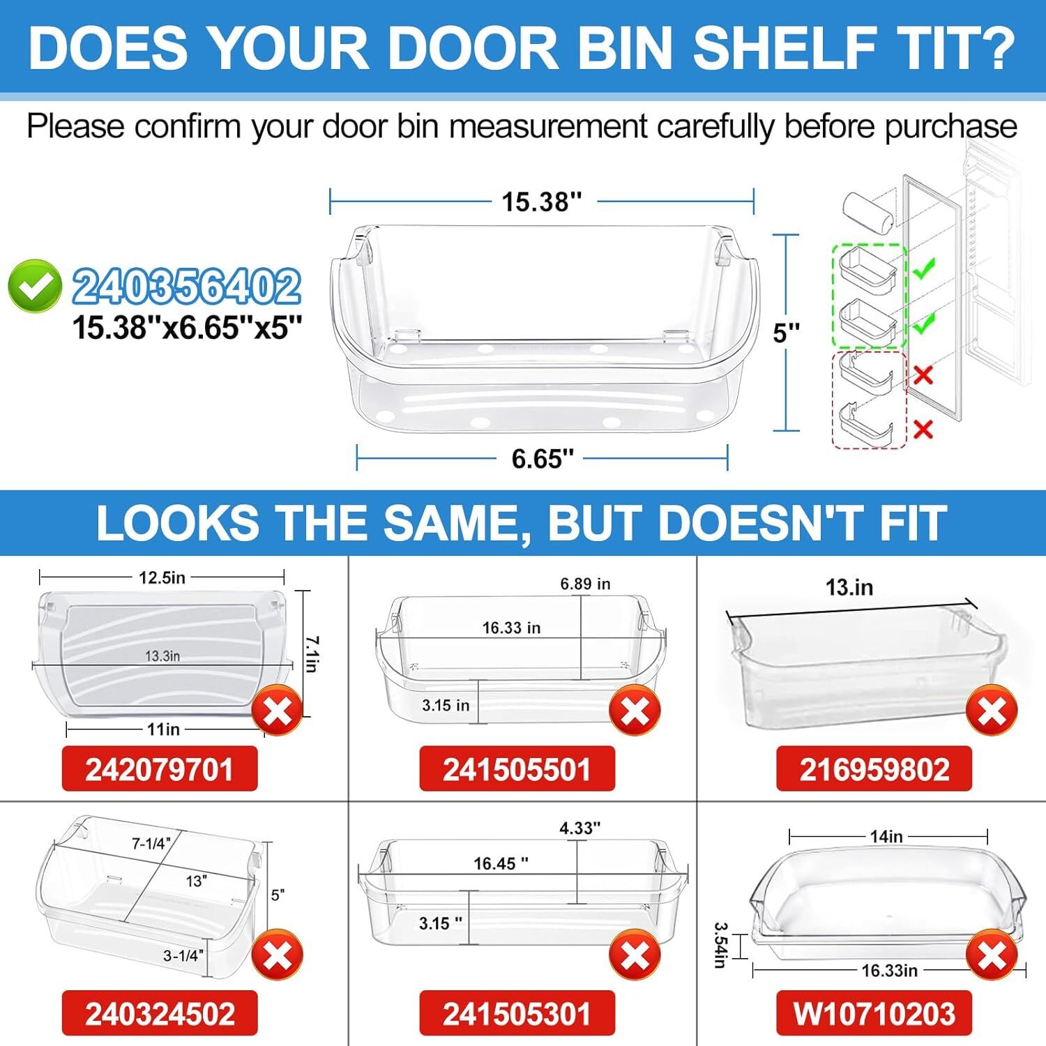2 PACK UPGRADED 240356402 Refrigerator Door Bin Compatible with Frigidaire Door