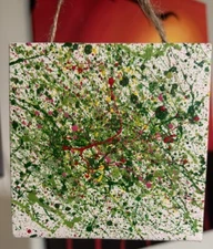 Mini Painting On Canvas Wall Art Room Decoration Splatter Art Accent Piece 4/4