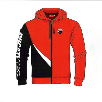 Felpa uomo Ducati Corse Ufficiale aperta cerniera, tasche e