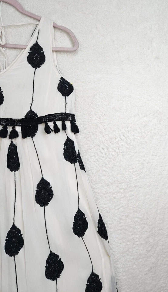 Vestido Moulinette Soeurs Vetements Mujer 2 Crema Rayón Sin Mangas Cuentas Maxi Ajuste Foto 3 de 4