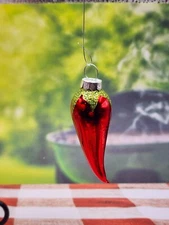 New Blown Glass Red Chile Chili Pepper Christmas Ornament 3.25"H spicy food
