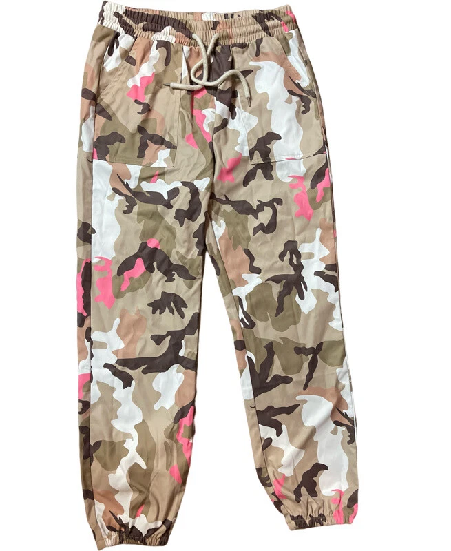 S.O PANTALONES JOGGER MUJER ROSA Y TOSTADO CAMUFLAJE CINTURA ELÁSTICA TALLA S Foto 2 de 4