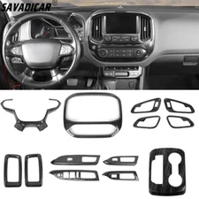 13x Black Wood Interior Decor Cover Trim Kit For Chevy Colorado 2014+ Accessorie