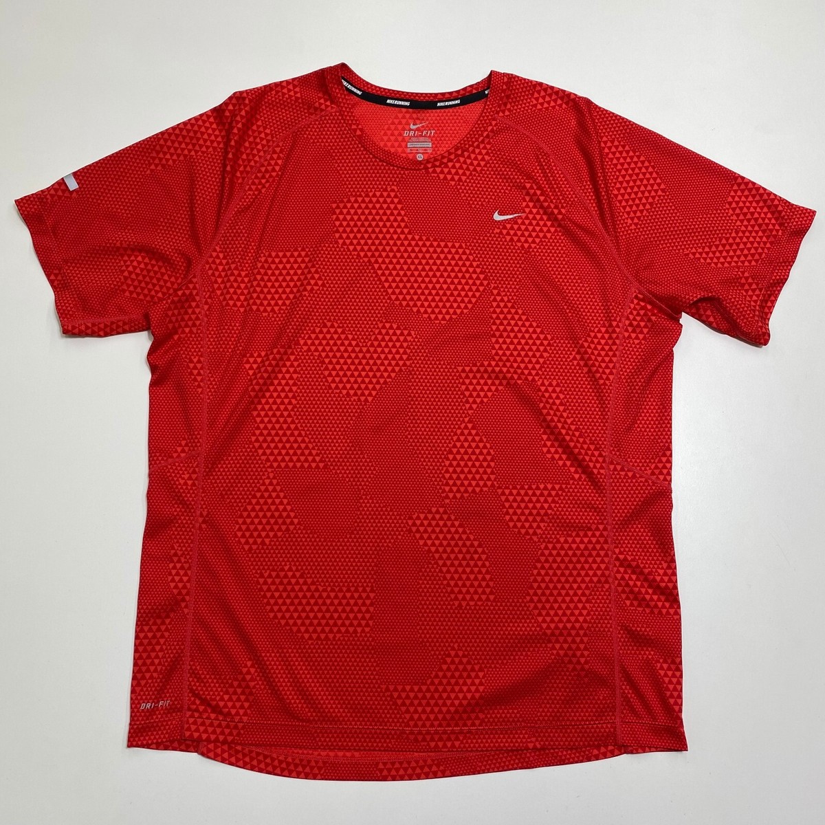 nike miler dri fit short sleeve t shirt red