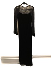 Vintage Stunning Jessica McClintock Black Velvet and Lace Evening Gown, Sz 12