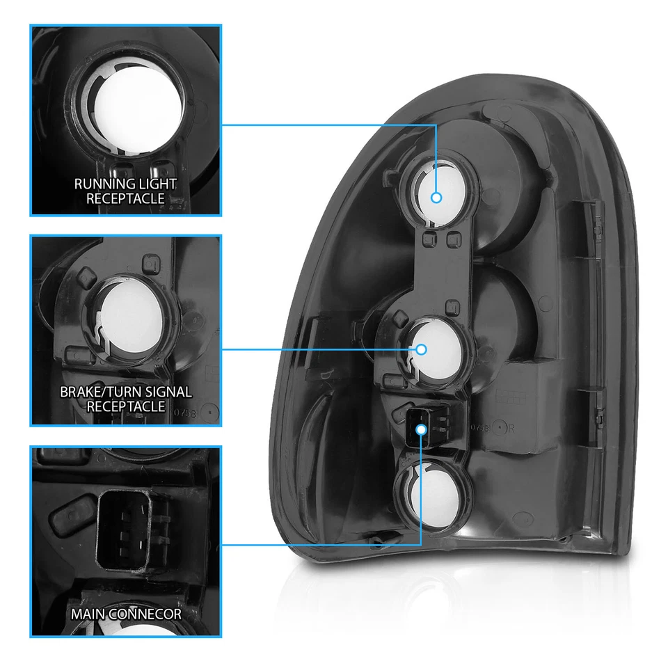 Conjunto de lanternas traseiras pretas 1996-2003 Fit Dodge Durango Caravan Town & Country Voyager - Imagem 3 de 4