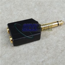 ONE 1/4" 6.35mm MONO male plug to 2 6.35mm MONO Female jack adapter NEW