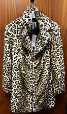 Tagged Dorothy Perkins Size 14 Petite Animal Print Coat Fasten Via Hooks