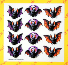 Halloween Bats Orange  Purple Sticker Sheet