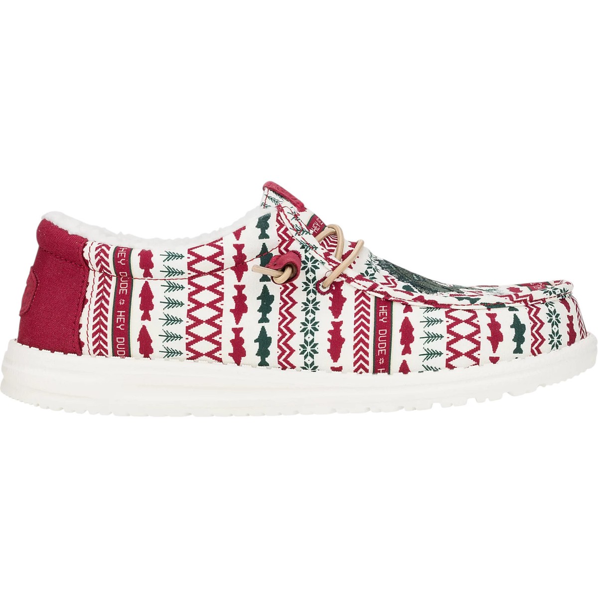 Hey Dude Wally Merry Fishmas Sweater Loafers Mens 12 Red Green Christmas Slip On HEY DUDE Wally Merry Fishmas Sweater Slip On Loafer Shoes  main image 4
