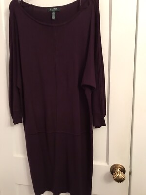 Ralph Lauren Plum Colored Sweater Dress Womens L | eBay