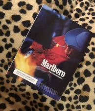 vintage '90s MARLBORO man PRINT AD 1992 Cowboy cigarette CampFire