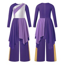 Girls Sets Choir Outfit Prayers Dancewear Church Dress With Pants Patchwork