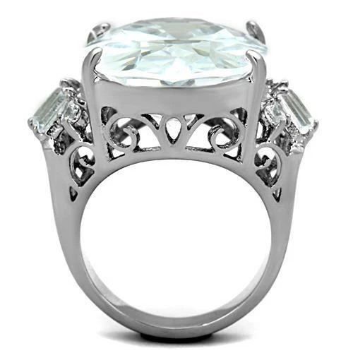 Ladies cocktail ring oval silver simulated diamonds stainless steel 747 20 carat - Image 3 of 4