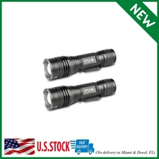 LED Tactical Flashlight Single Mode High Lumen Zoomable Water Resistant 2 PACK