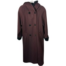 VTG Halston Wool Velvet Hooded Coat Womens SZ 6 Whimsigoth Gothic Elegant