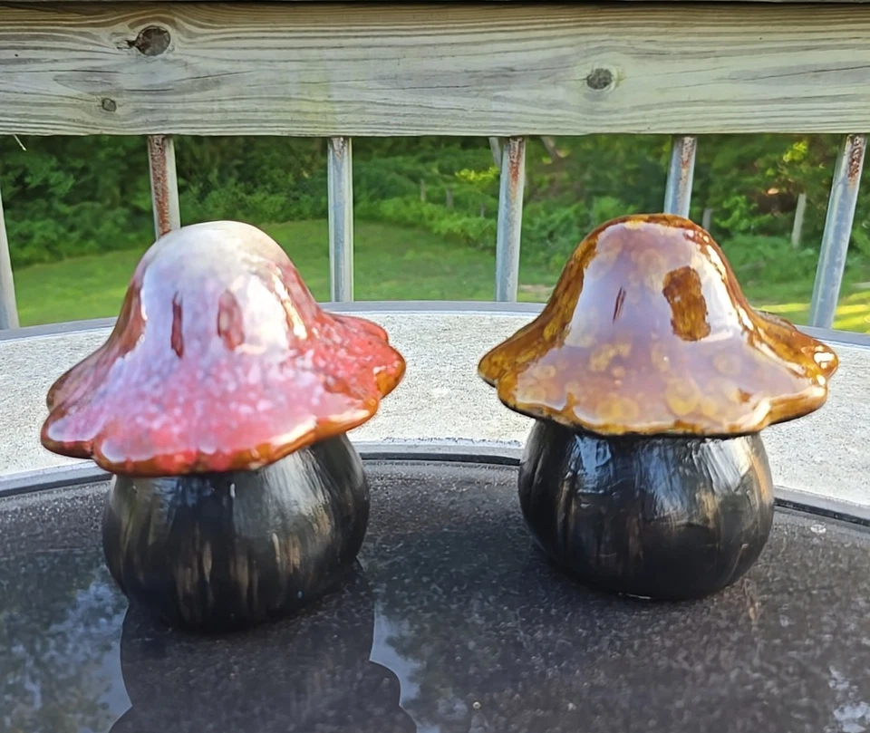 Винтажная причудливая глазурь верхний керамический гриб поганка декор керамика - Изображение 2 из 4