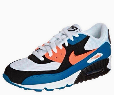 Nike Air Max 90 Herren Sneaker Low Top Schnürung EU 45 Weiß/Blau 309299-187