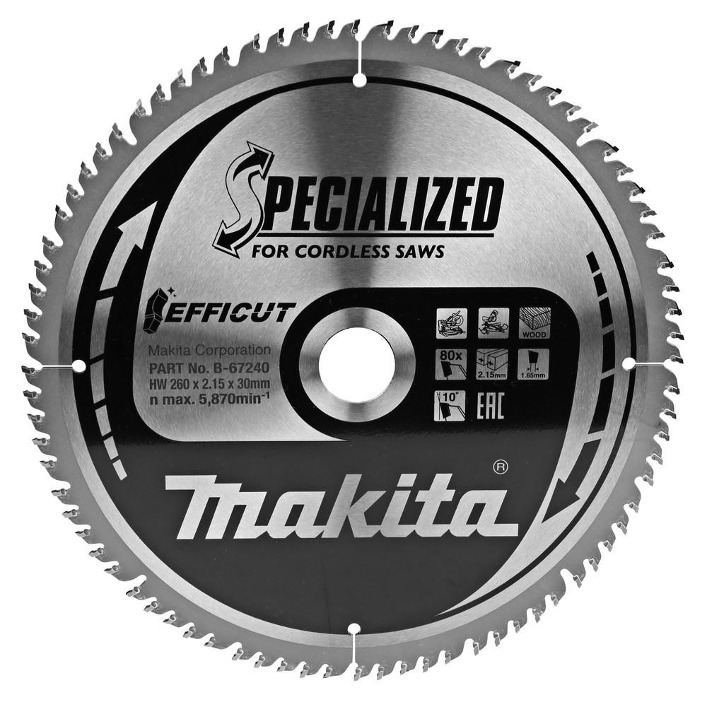Makita B-67240 Efficut Wood Cutting TCT Circular Saw Blade 260mm x 30mm x 80T