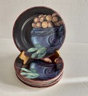 GIEN CUEILLETTE Blau Topf Salatteller 8,5" Obst Stillleben 6er Set