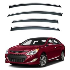 4pcs Smoke Tint with Chrome Trim Outside Mount For 2011-2015 Hyundai Sonata