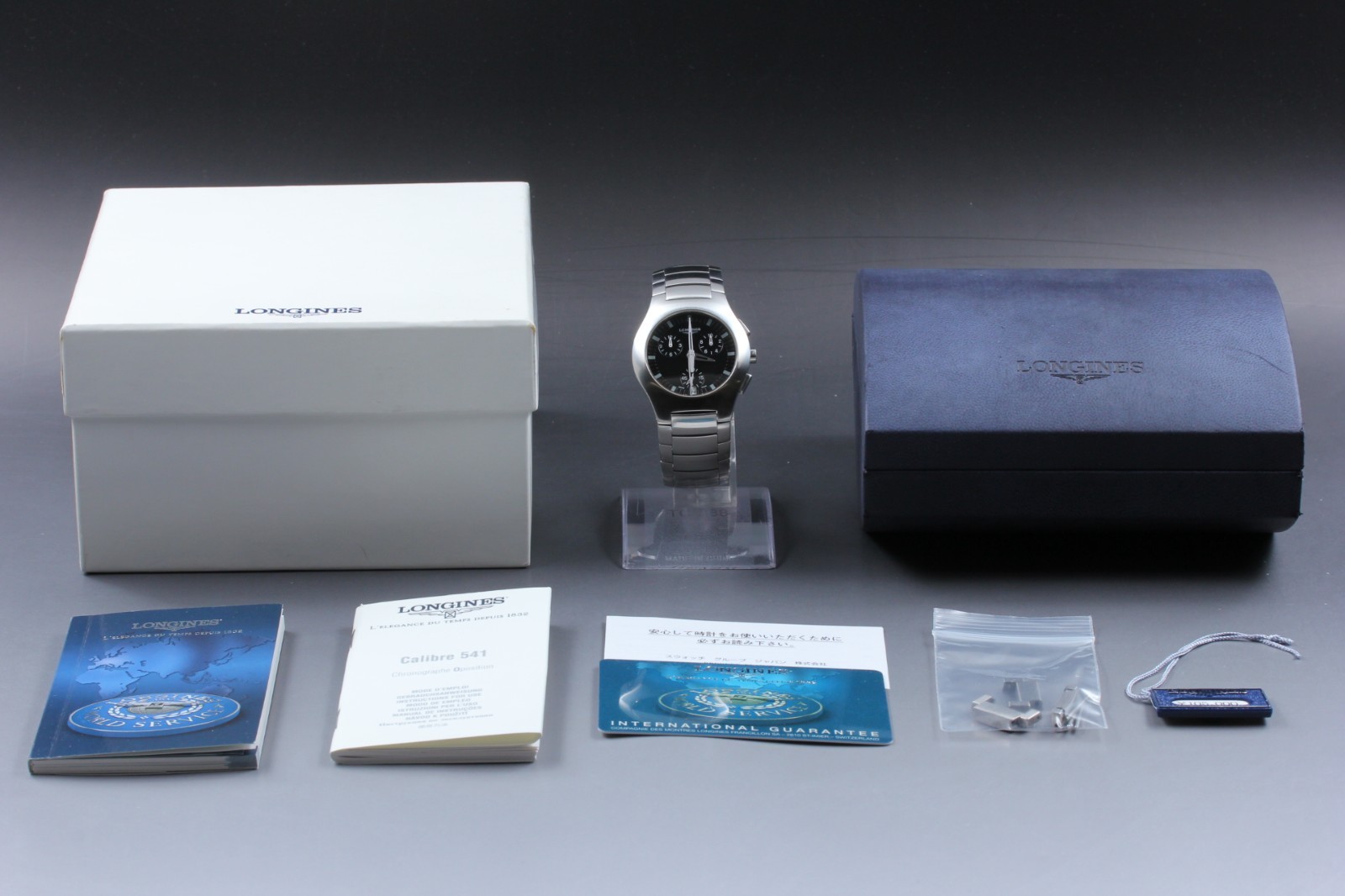 [NEAR MINT] LONGINES Oposition L3.618.4 Black Quartz Chronograph Men's Watch JPN image 5