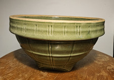 McCoy Pottery Green Windowpane Bowl 11 Shield #4 Mark 1930s Vintage Collectible