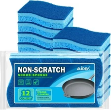 AIDEA-Brite Non-Scratch Scrub Sponge-12Count, Sponges for Dishes, Sponges Kitche