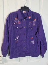 Red Hat Society Women's XL Ruby Elite Purple Button Up Long Sleeved Shirt