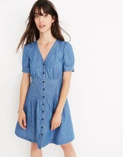 New Madewell Womens Denim Daylily Dress Blue Button Front Size 00