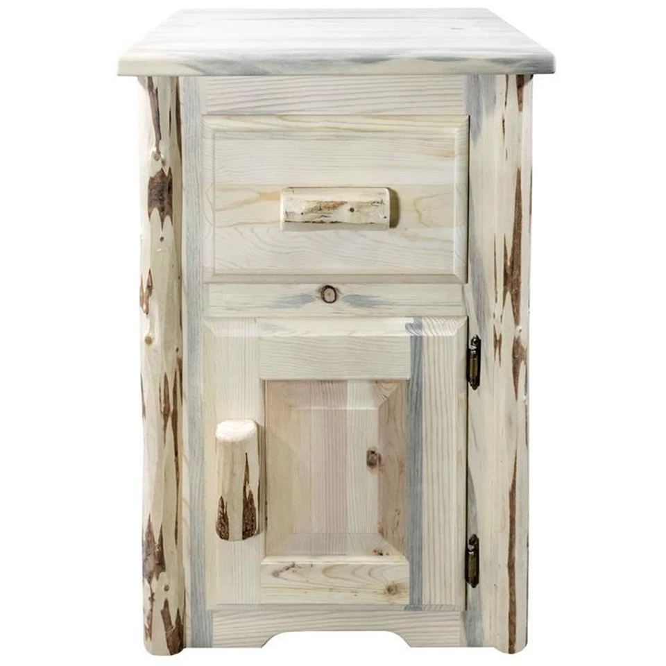 Montana Woodworks Solid Wood End Table with Drawer and Door in Natural - Image 3 of 4