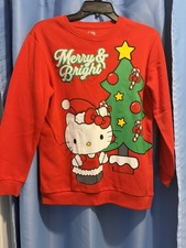Hello Kitty Red Merry  Bright Sweatshirt girls XL New