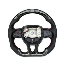Carbon Fiber Led Flat Steering Wheel For Dodge Hellcat Charger Durango Srt 15-26