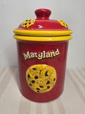 Maryland Cookie Ceramic Cookie Jar Biscuit Barrel Red/Yellow With Lid And Seal