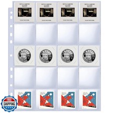 30 Pack 600 Pockets 2x2  Coin Flip Sleeves, Heavy Duty Stamp Coll