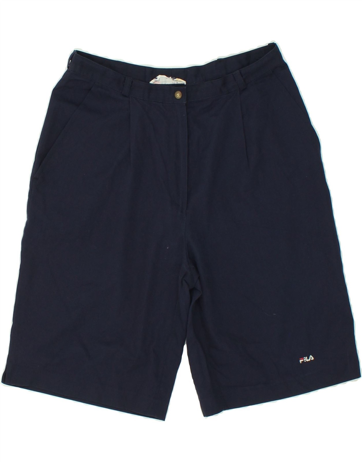 FILA pantaloncino chino donna UK 12 Medium W28 blu navy cotone BO08