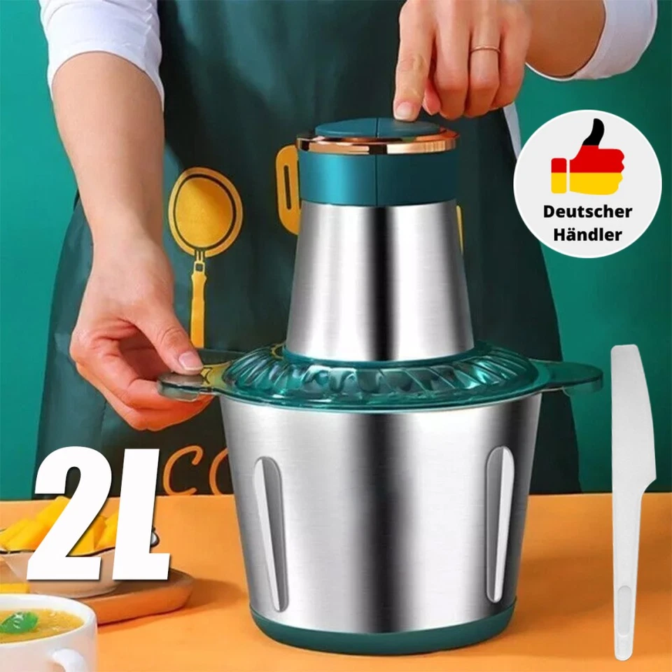 2L Multi Zerkleinerer Gemüse Häcksler Elektrisch Multihacker Zwiebelschneider DE - Bild 2 von 4