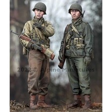 1/35 Resin Figure WW2 US Infantry Set 2 Figures Unassembled Unpainted