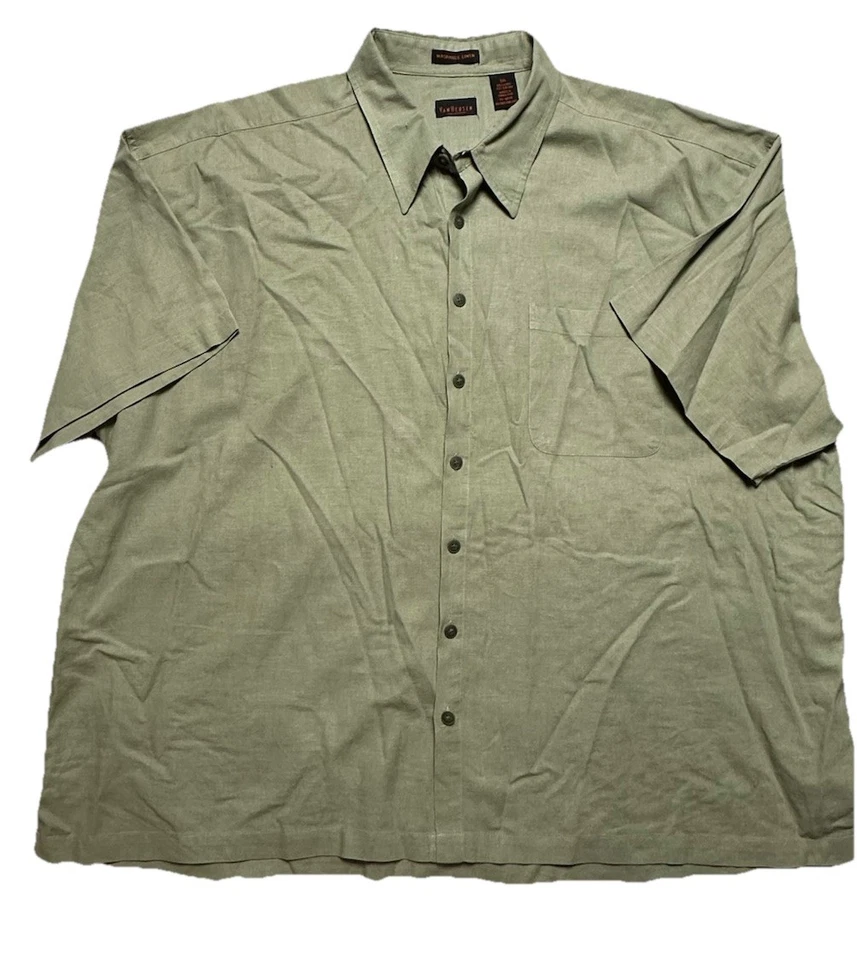 Camisa VanHeusen 3XL Lavable Lino Manga Corta Botón Frontal Foto 2 de 4