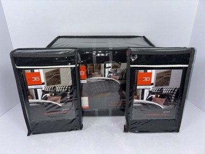 Studio 3B Grant Full Queen Plaid Duvet Cover Standard Shams Set Charcoal Ivory
